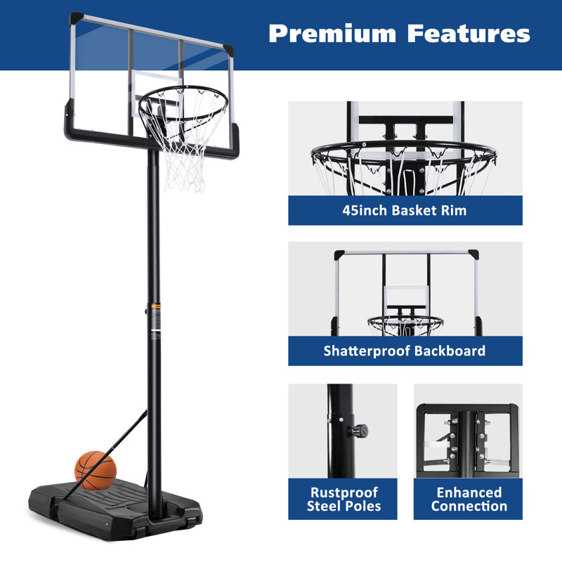 MaxKare Adjustable Height Steel Portable FullSize Basketball Hoop